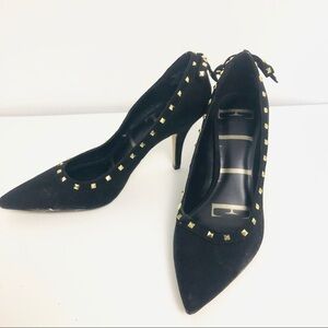 Ellie Black suede heels with‎ gold studs 8.5M